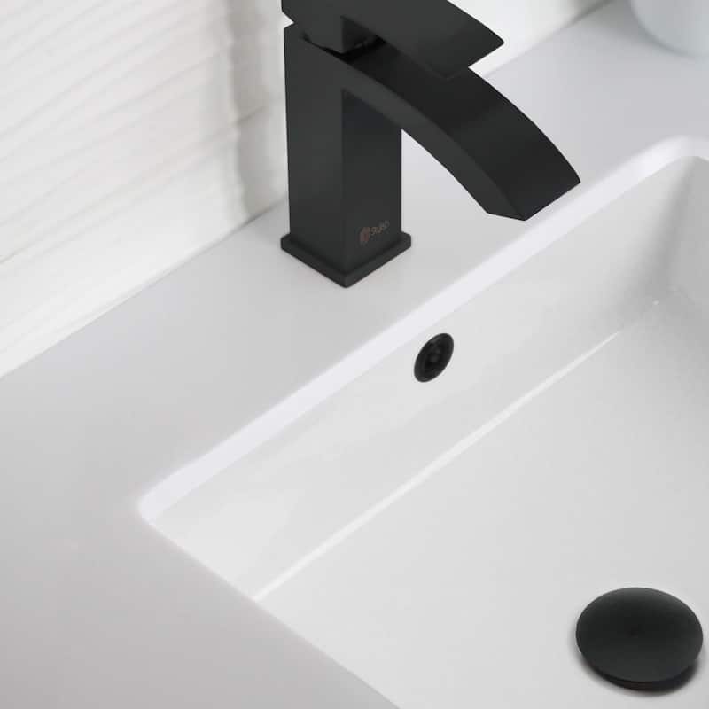 STYLISH 19 inch Rectangular Undermount Porcelain Bathroom Sink with 2 Overflow Finishes
