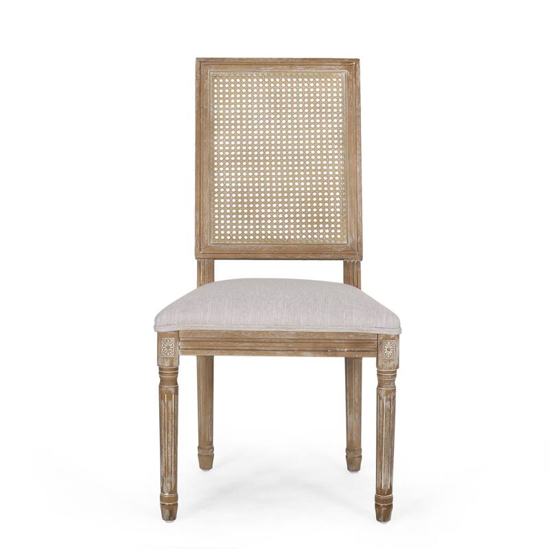 Regan Wood and Cane Upholstered Expandable 7 Piece Dining Set by Christopher Knight Home