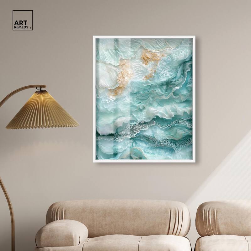Teal Tiered Turbulence Shadowbox by Art Remedy
