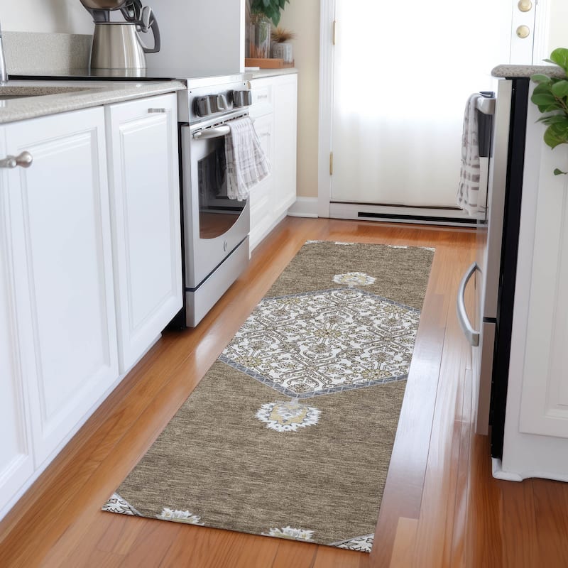 Machine Washable Indoor/ Outdoor Traditional Chantille Rug