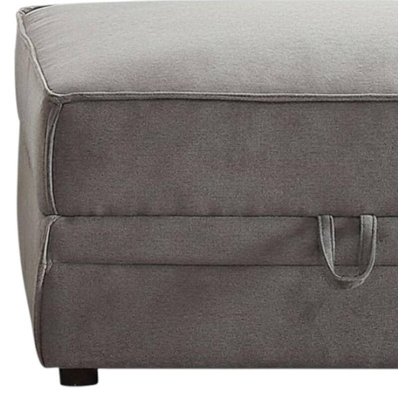 HomeRoots 30" Gray Velvet Storage Ottoman