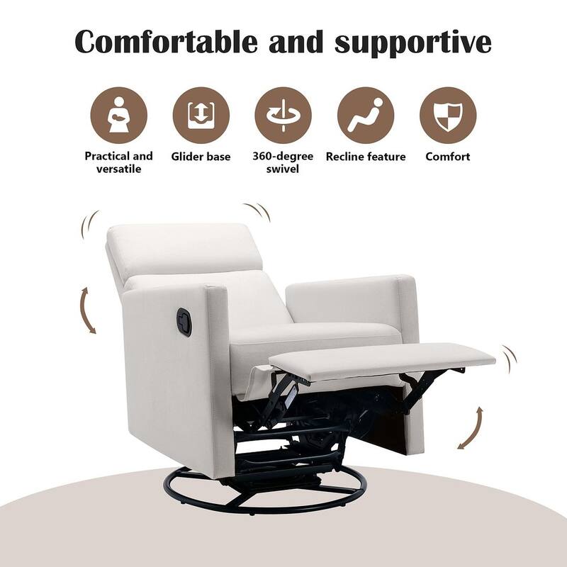 Modern 360° Swivel Sliding Linen Upholstered Recliner