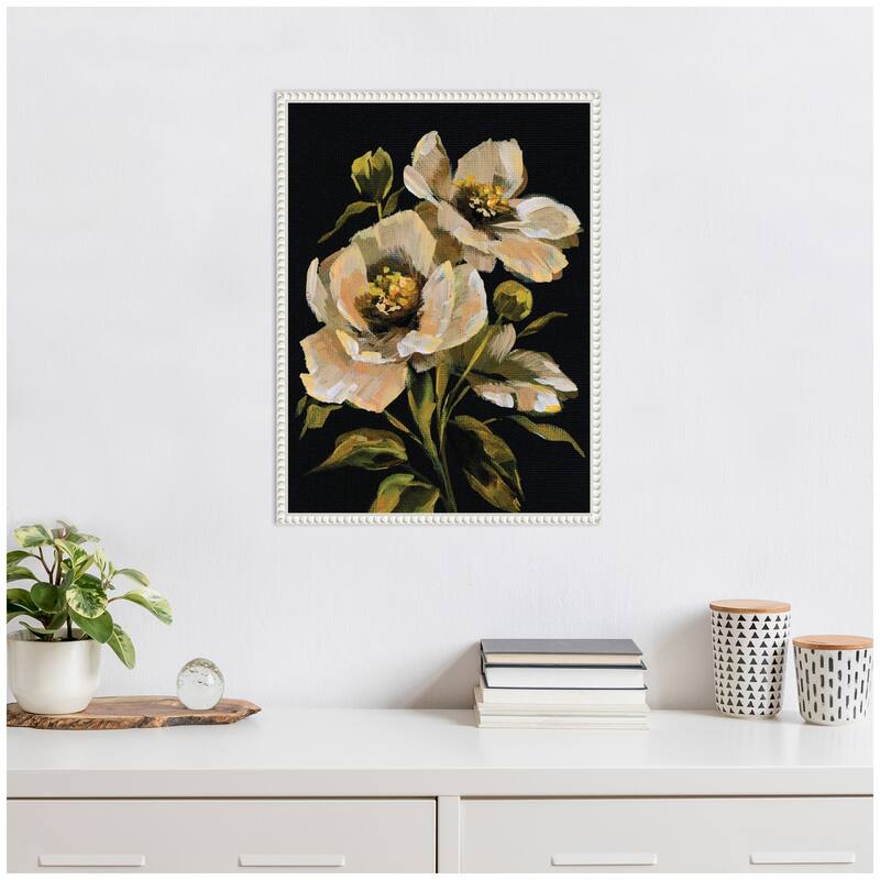 Kate and Laurel Sylvie Moody Floral 8 Framed Canvas by Annie Quigley