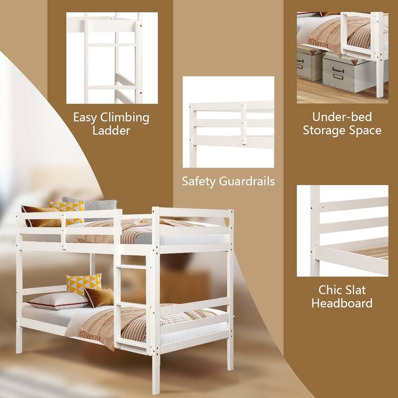 Twin Bunk Bed Children Wooden Bunk Beds Solid Hardwood