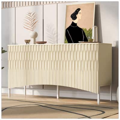 Elegant Sideboard Featuring Curved Bottom Doors with Arched Groove Design