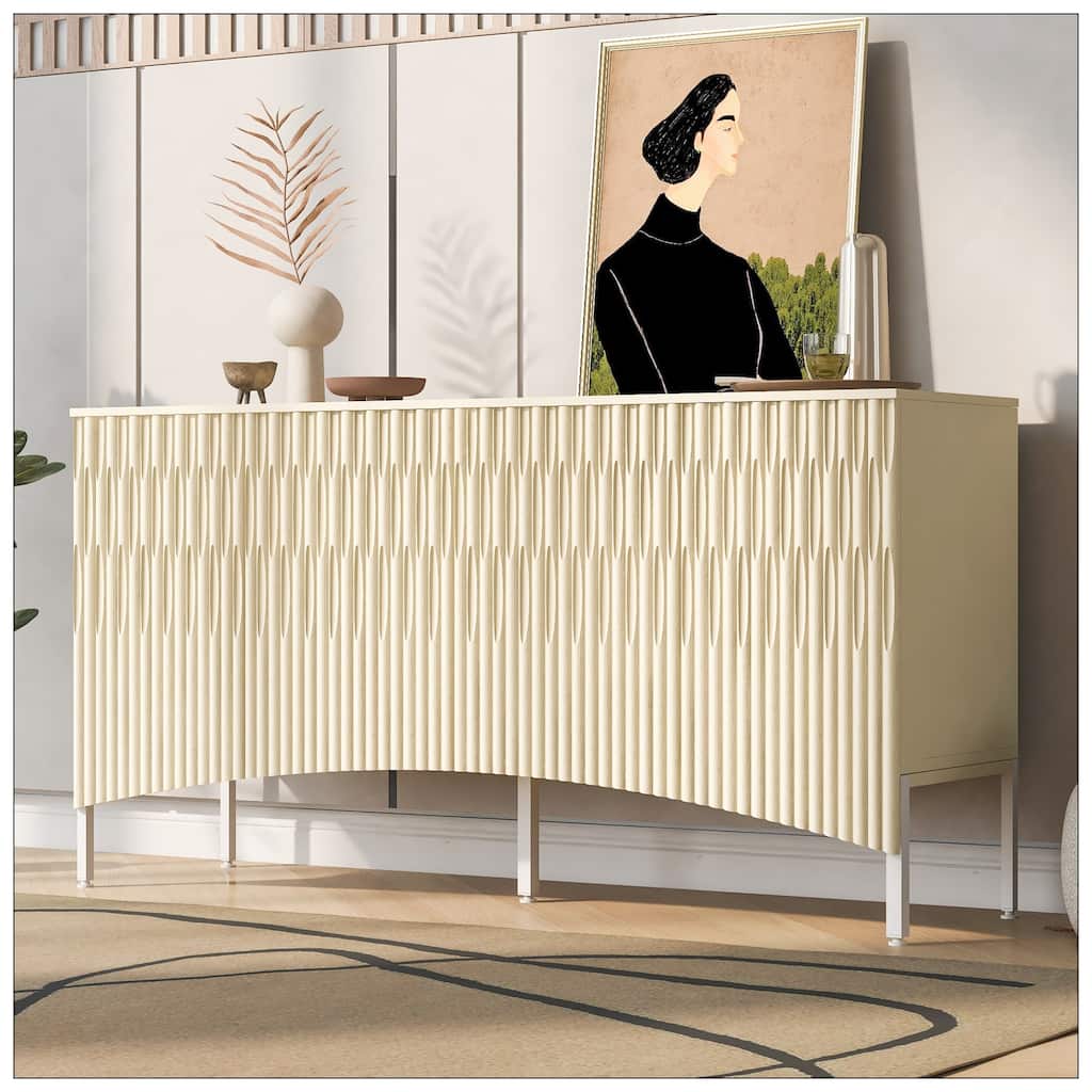 Elegant Sideboard Featuring Curved Bottom Doors with Arched Groove Design