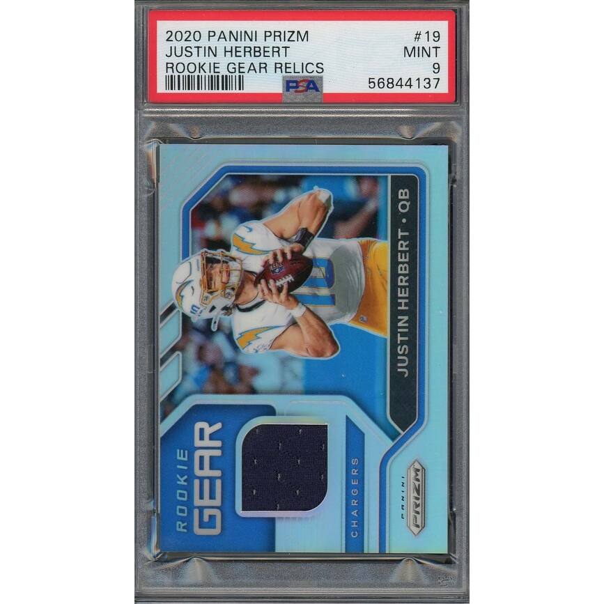 Justin Herbert 2020 Panini Prizm Rookie Gear Relics Silver Graded Card #19 PSA 9 - 8'6" x 11'6"
