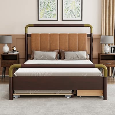 Queen Size Wooden Storage Platform Bed