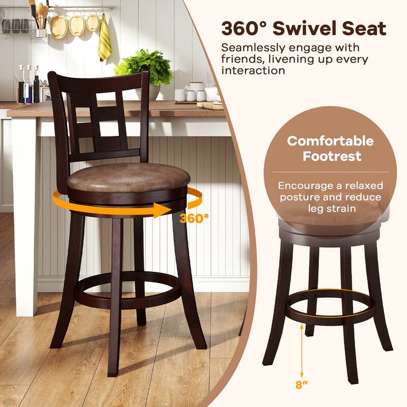 Costway Set of 2/4 Bar Stools 26" Swivel Bar Chairs with Footrest, - See Details