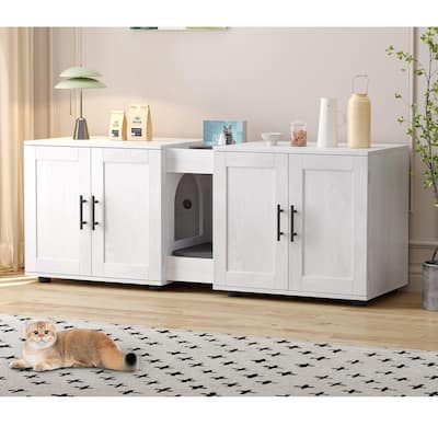 Cat Litter Cabinet Furniture with Cat Mat and Groove Design