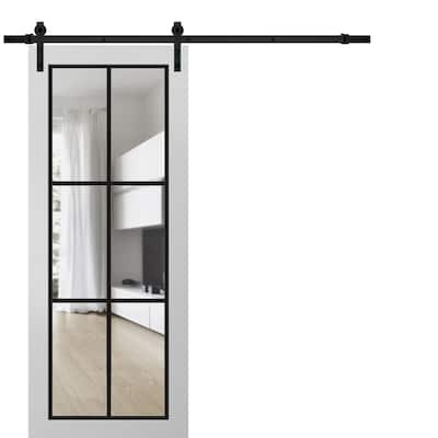 Sturdy Barn Door 18 x 80 Lucia 2366 White Silk Clear Glass 6.6FT