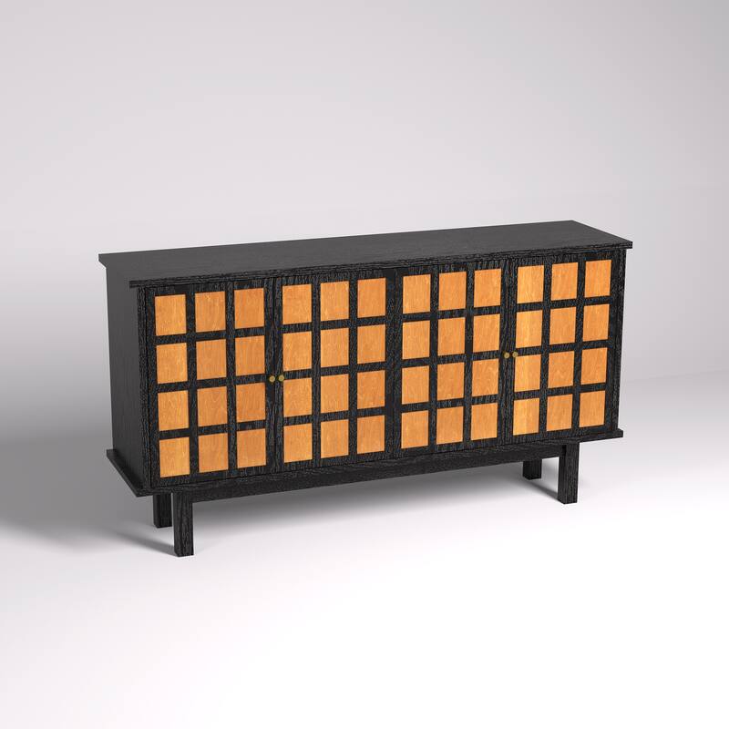 Modern Wood TV Stand, Entertainment Center - Black