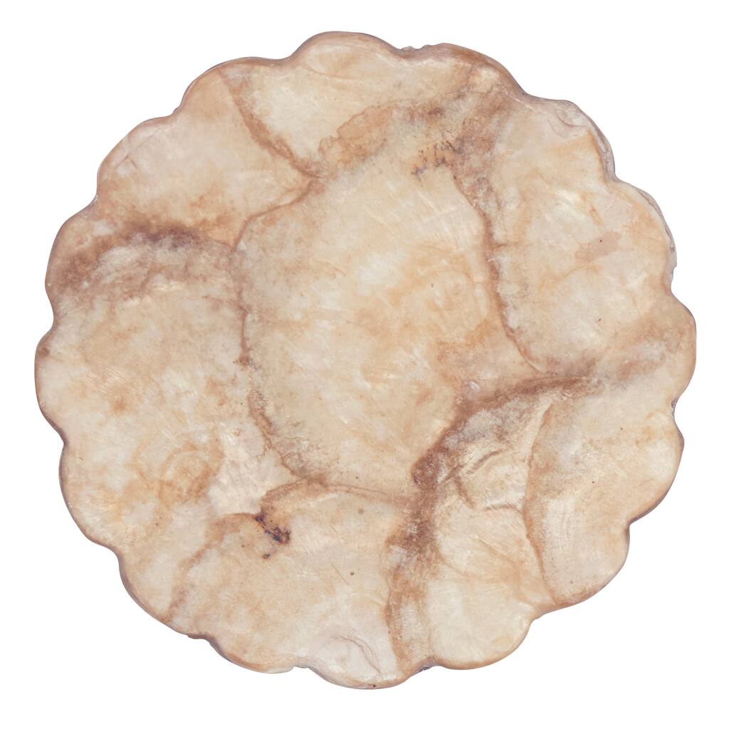 Scalloped Capiz Shell Coasters (Set of 4) - Natural Iridescent Drink Coasters for Coffee Tables, Bars & Entertaining, 4"