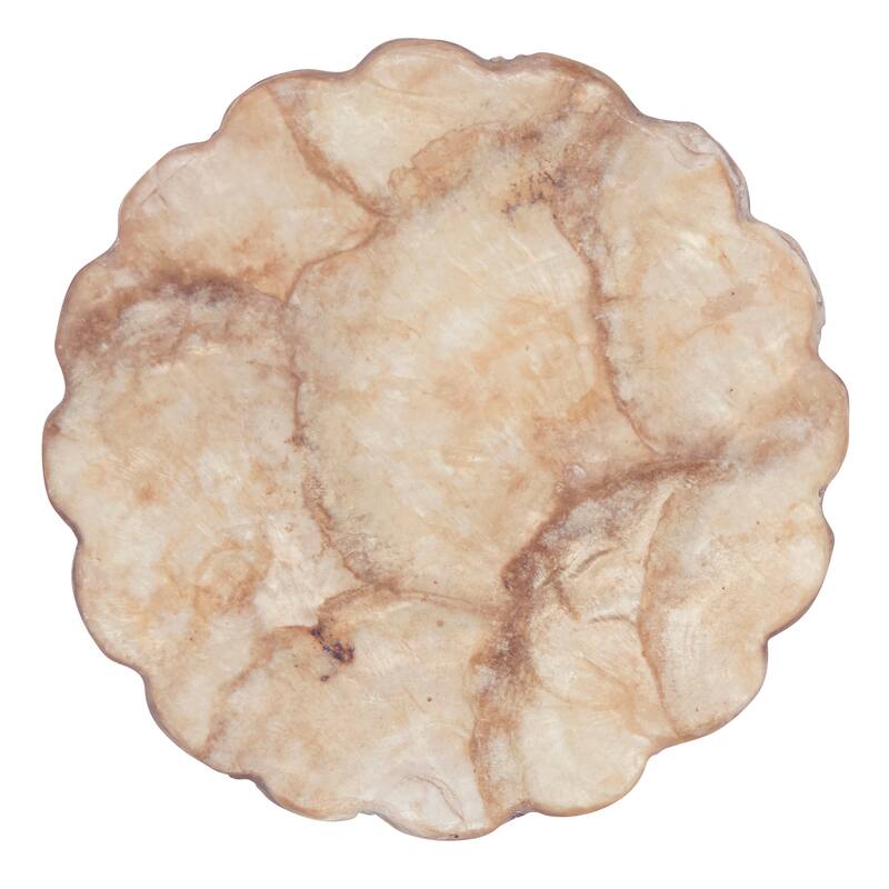 Scalloped Capiz Shell Coasters (Set of 4) - Natural Iridescent Drink Coasters for Coffee Tables, Bars & Entertaining, 4" - Set of 4 - Champagne