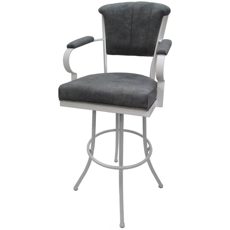 Miami Extra Tall 34" Spectator Metal Bar Stool on Noam Base - 34" Seat Height - Outlier Charcoal - White