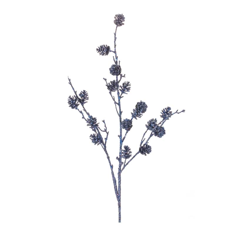 Pine Cone Twig Spray (Set of 6) - Blue