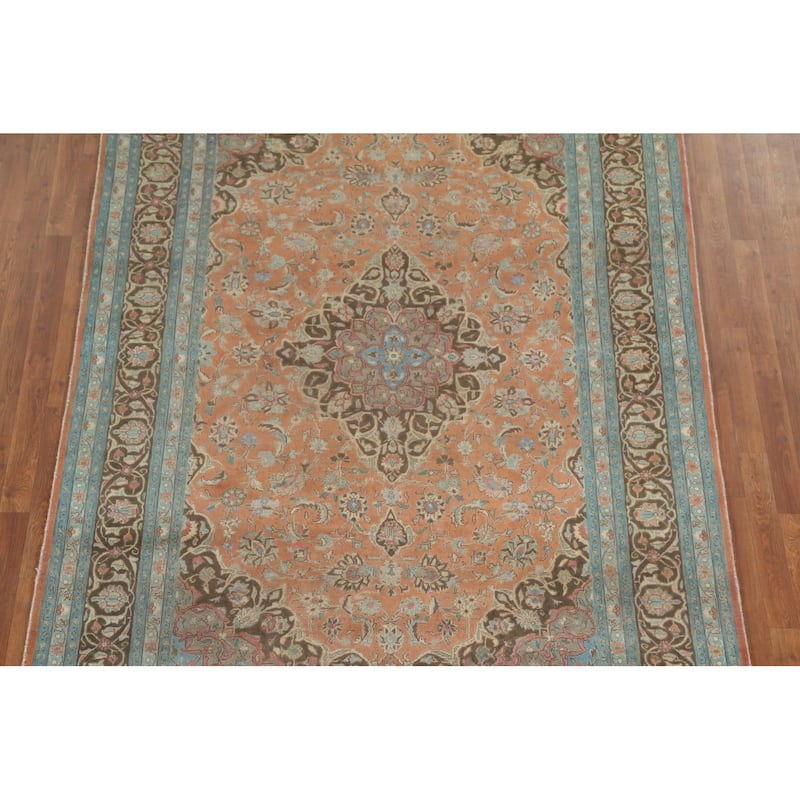 Over-Dyed Mashad Persian Vintage Area Rug Hand-Knotted Wool Carpet - 6'4"x 9'5"