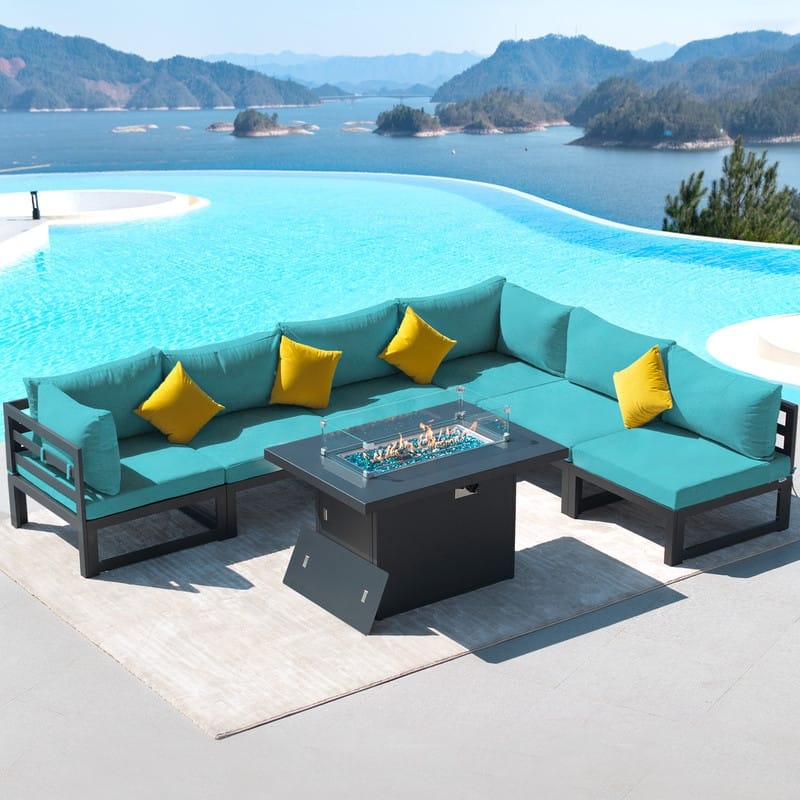 FINCATI Aluminum Outdoor Patio Furniture Conversation Sectional Sofa Set
