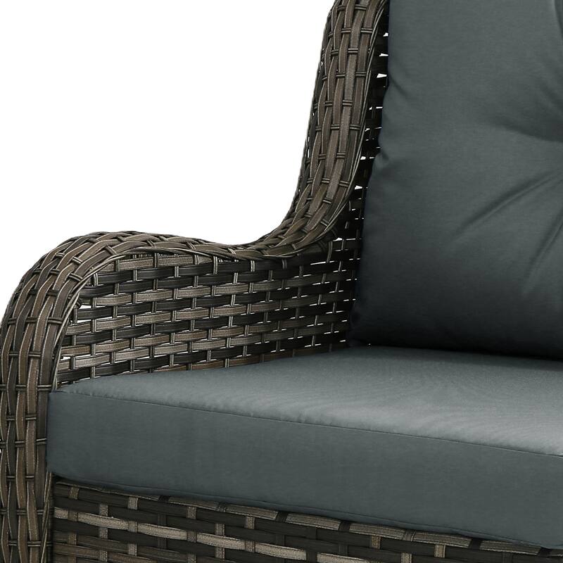 5-Person Outdoor Wicker Patio Conversation Sets with Table and Cushion