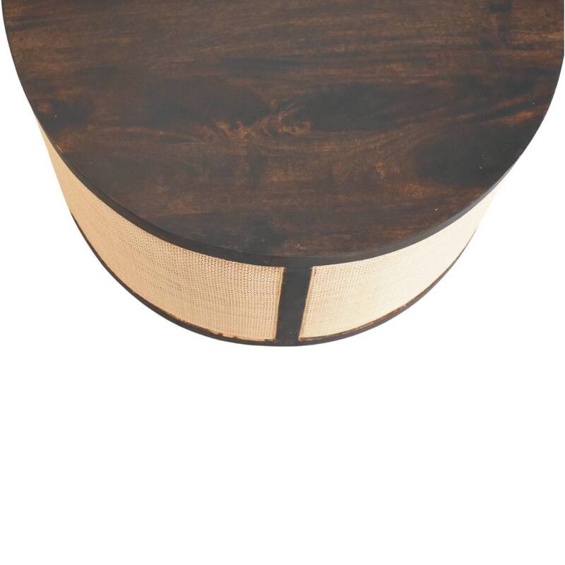 Artisan Furniture Solid Wood Monaco Round Rattan Centerpiece ,Beige & brown