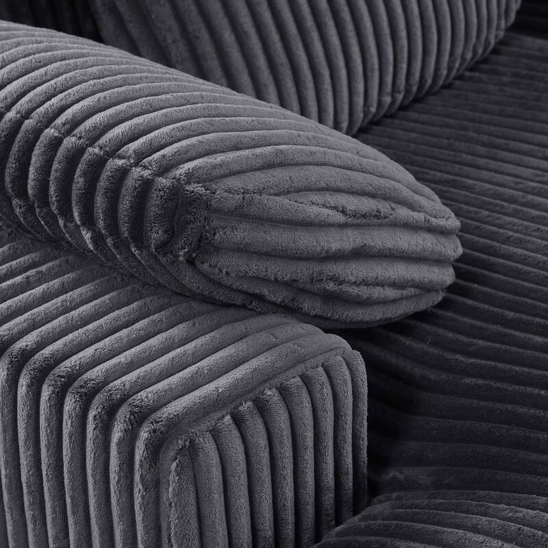 Nadine 155.5"W Corduroy Modular Corner Sectional Sofa with Left-Facing Chaise