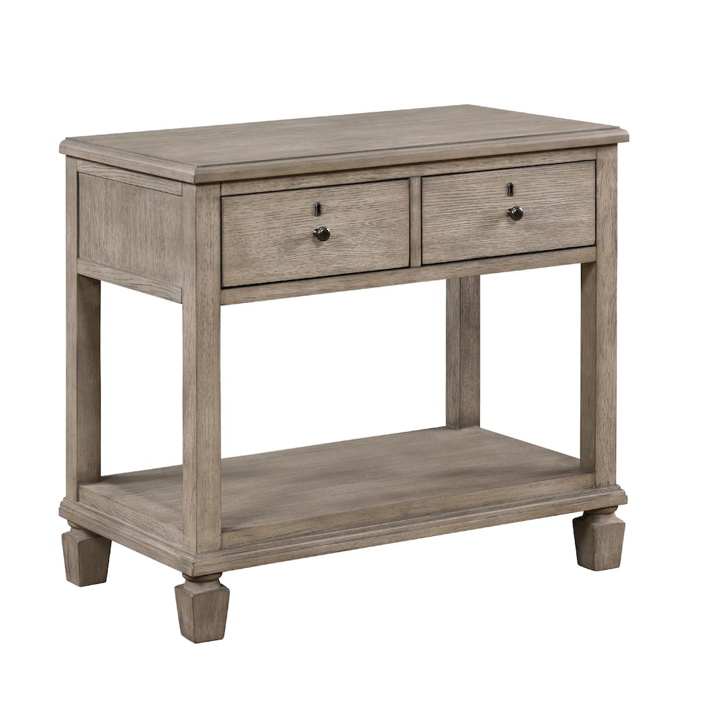 Cely Nightstand, 2 Drawers with Lower Open Shelf, Gray Oak Veneer