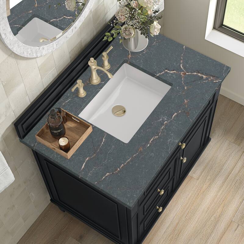 James Martin Vanities Lorelai 36" Single Vanity, Black Onyx - Parisien Bleu