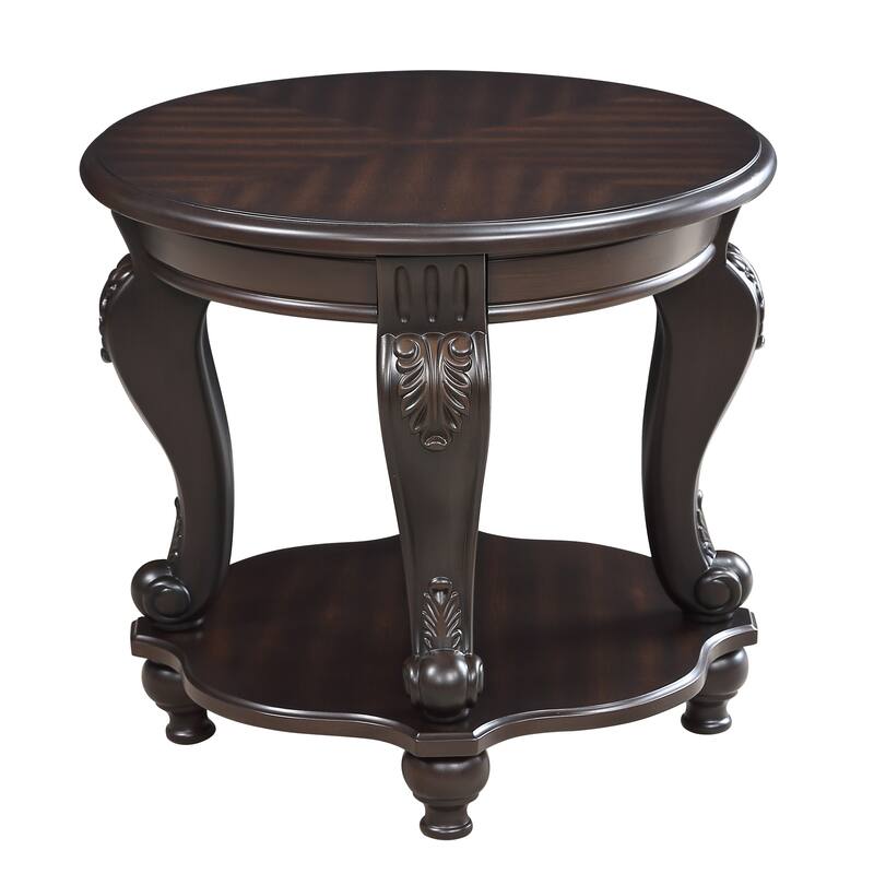 Wood Sofa Side Table with Shelf