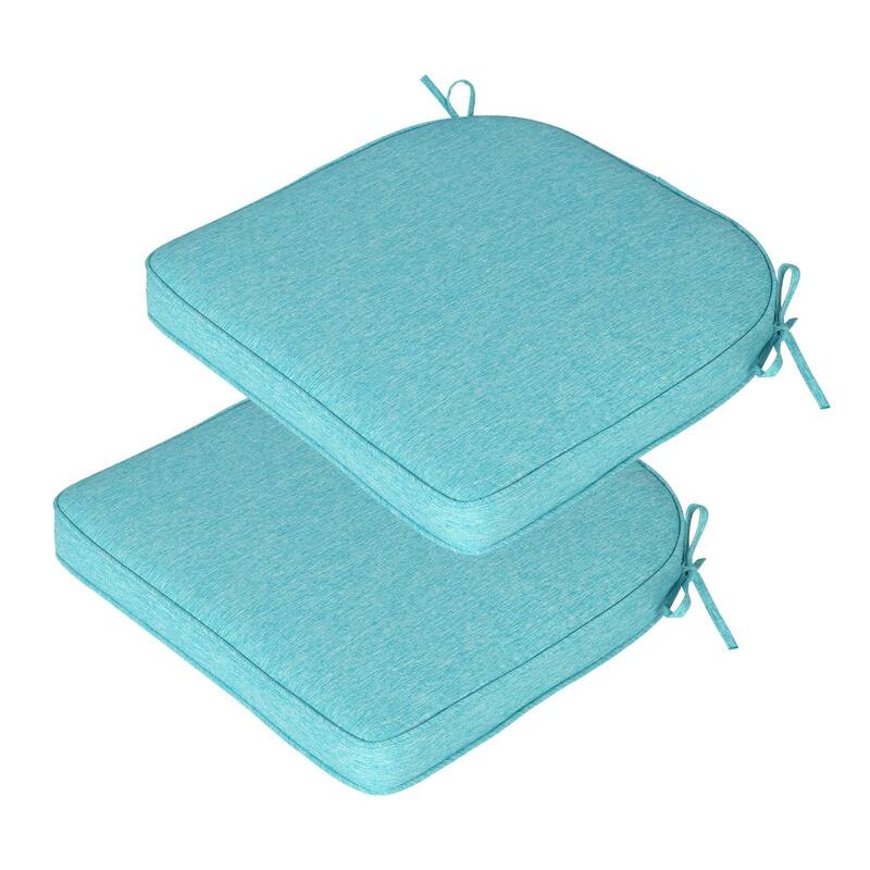 Aoodor Outdoor Dining Chair Cushions Set of 2, Waterproof Patio Furniture Seat Cushions, 18 x 19 inch - 18"x19" - Aruba Blue