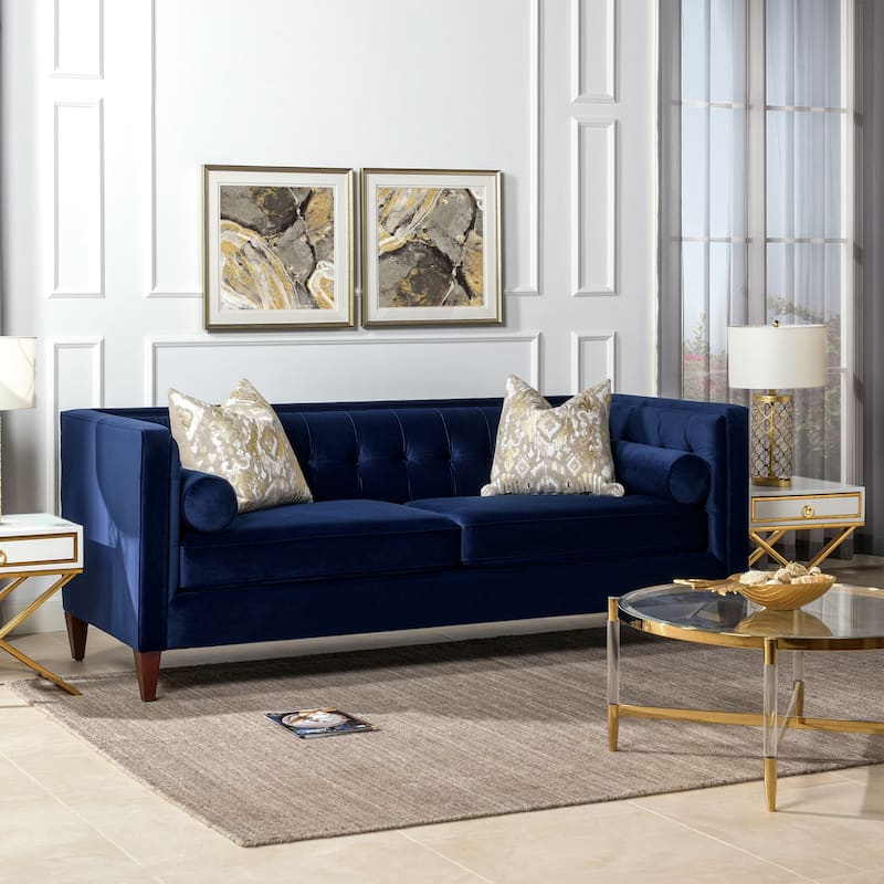 Jack 84" Mid-Century Modern Tuxedo Sofa with Bolster Pillows