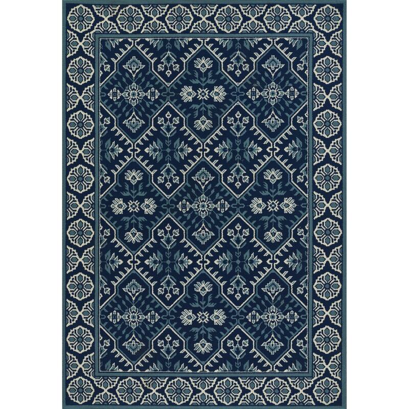 Momeni Baja Geometric Indoor Outdoor Rug - Navy - 5'3" X 7'6"