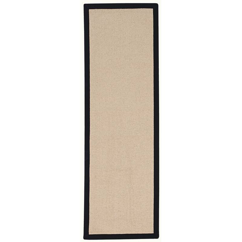 Linon Athena Hand Crafted Classic Wool Rug - 2'6'' x 12' - Black Faux Leather
