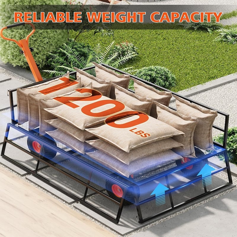 1200 lb Capacity Steel Garden Cart Black and Orange