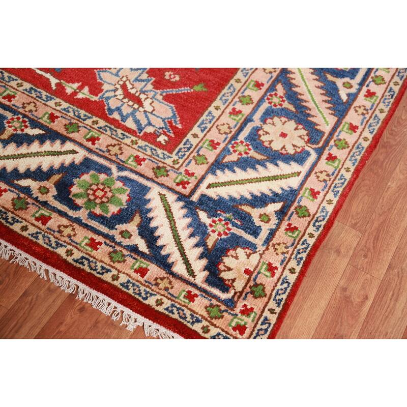Hand Knotted Oriental 100% Wool Carpet Traditional Geometric Red Heriz (serapi) Area Rug - 11' 9'' X 8' 10''