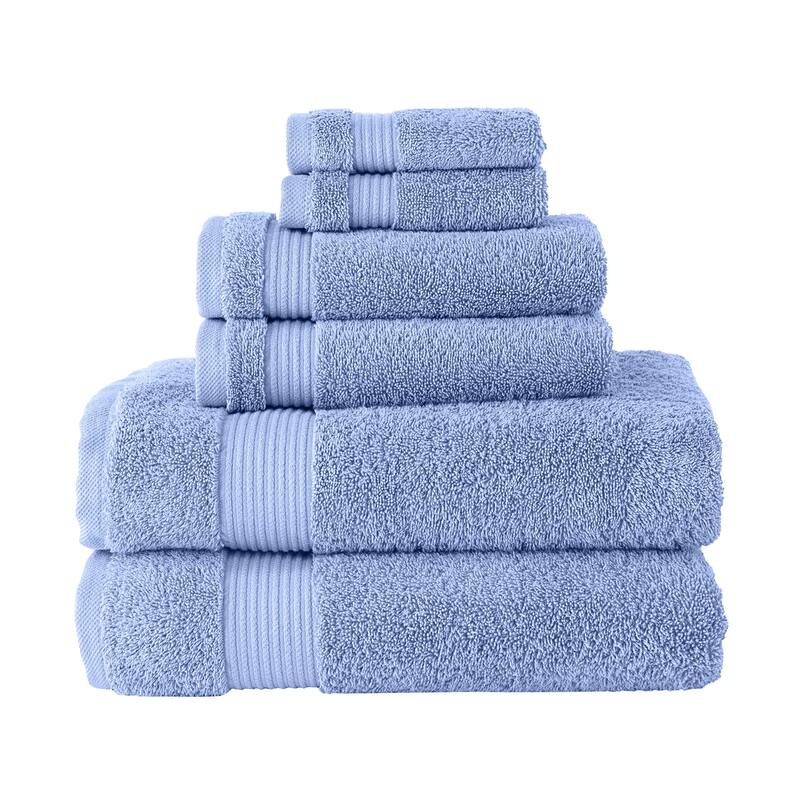 CTT - 6 Pcs Turkish Cotton Towel Set, Includes 2 Bath Towels, 2 Hand Towels and 2 Washcloths, Quick Dry & Absorbent