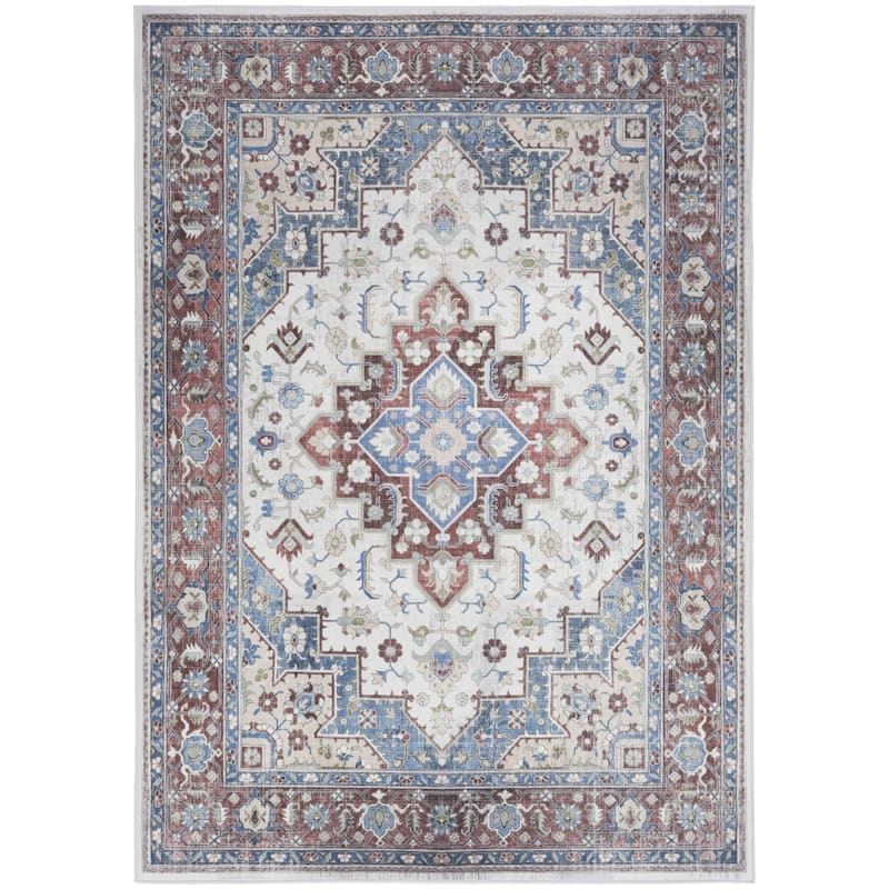 Lahuf Power Loomed Distressed Non Skid Stain Resistant Low Pile Area Rug By HomeRoots - 84' X '60' X '0.2