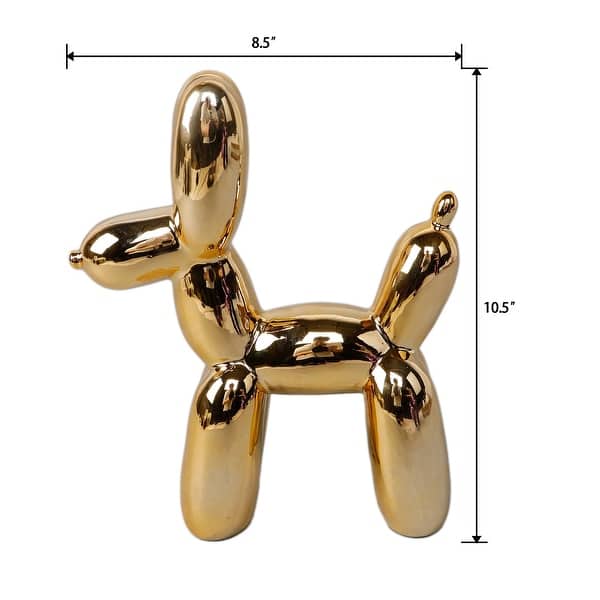 11"H Ceramic Ballon Dog ,Metalic Gold