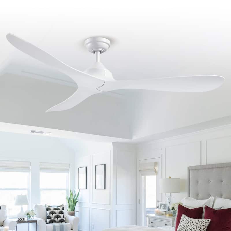 56" White ABS 3-Blade Propeller DC Ceiling Fan with Remote