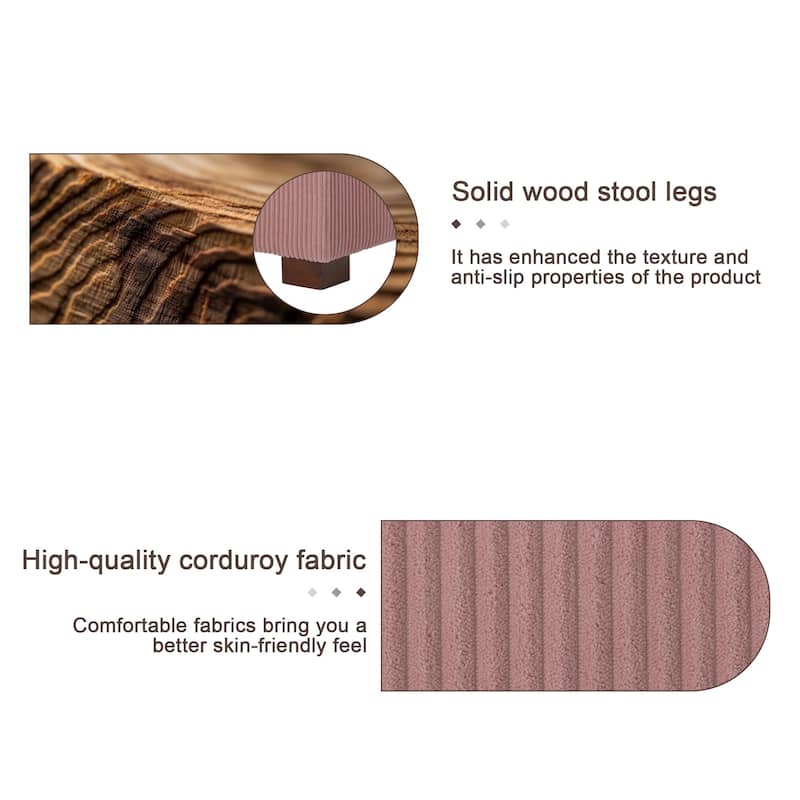 Modern Rectangle Oversized Stripe Corduroy Ottoman