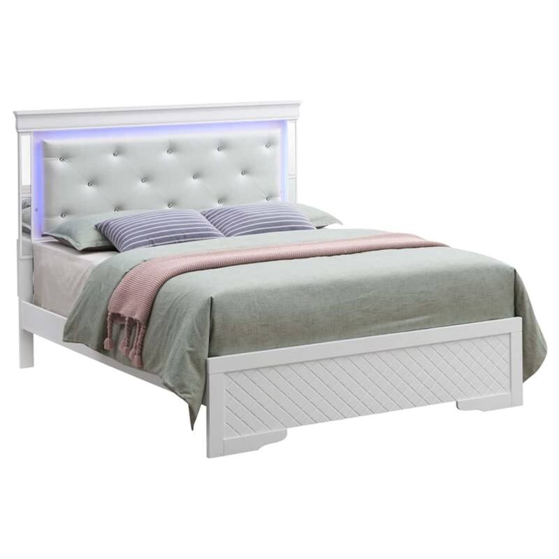 Silver Champagne Full Bed with Modern Transitional Style, Durable Frame and Elegant Finish for Bedroom Comfort