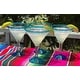 preview thumbnail 3 of 4, Dos Suenos Mexican Hand Blown Glass - Set of 4 Hand Blown Modern Margarita Glasses - Aqua Rim (12 oz)