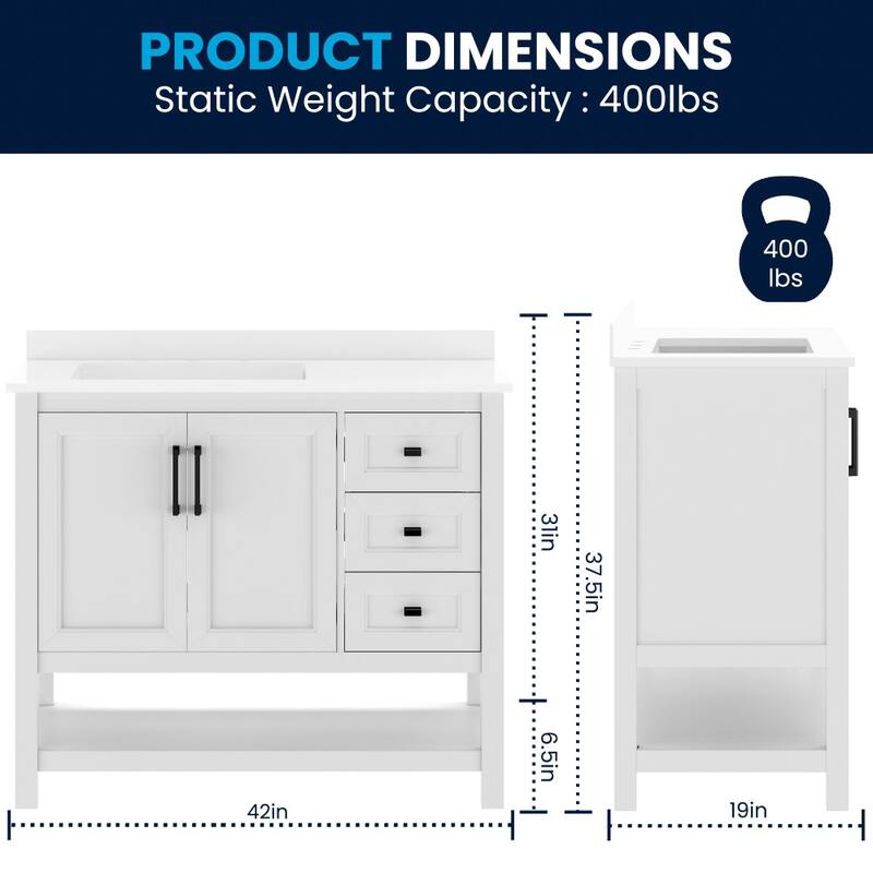 Bathroom Vanity with Sink, Open Storage, and Storage Drawers