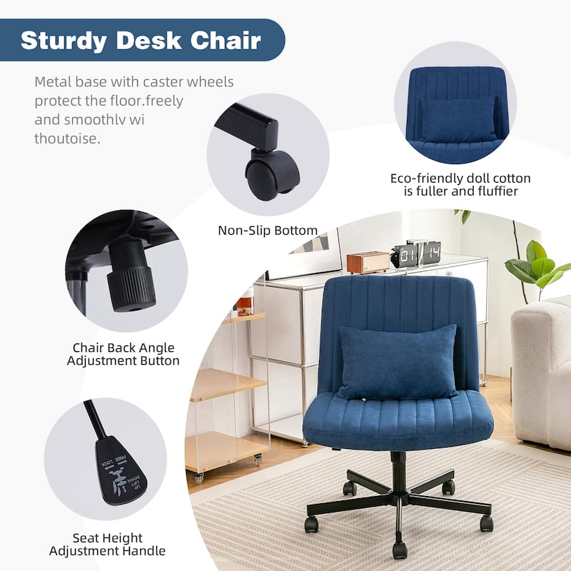 Modern Criss Cross Adjustable Armless Office Chair - Ideal for Home Office, Meditation & Makeup