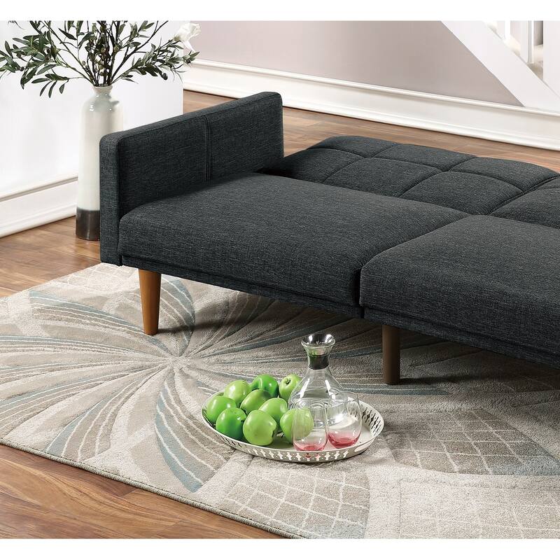 Transitional Fabric Adjustable Loveseat Couch, Convertible Sofa Bed with Tufted Cushion Back & Square Arms