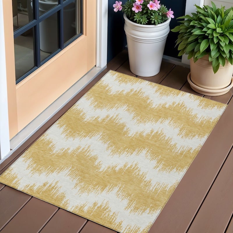 HomeRoots Chevron Transitional Rectangle Outdoor Rug - 3' x 5'