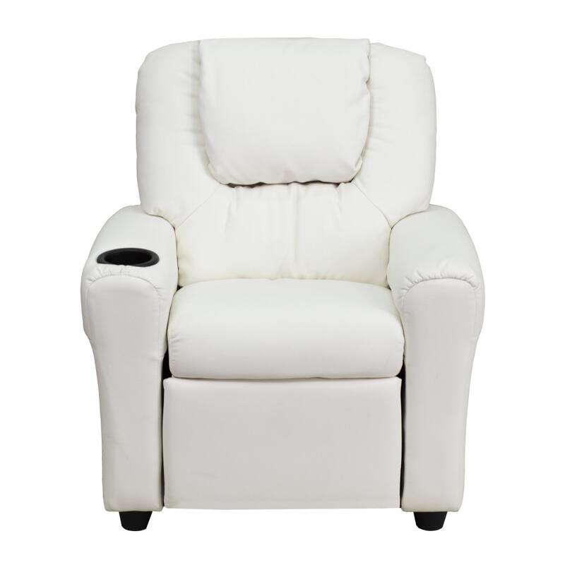 Contemporary Kids Recliner with Cup Holder and Headrest - 24"W x 21.5" - 36.5"D x 27"H