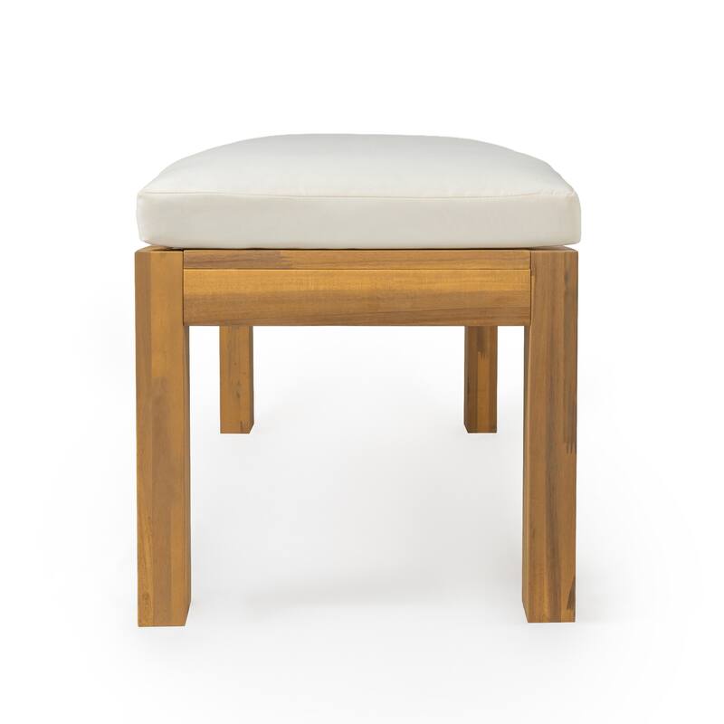 Outdoor Patio Dining Table Set for 6 - Person with Umbrella Hole Acacia Wood and Removable Cushions