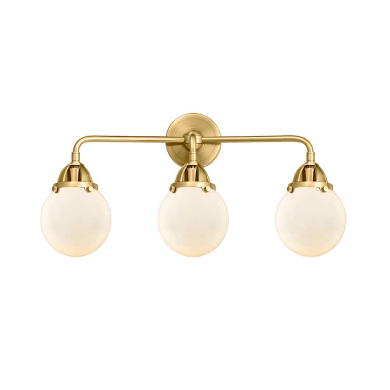Innovations Lighting 288-3W-11-24 Beacon Vanity Beacon 3 Light 24" - Satin Gold / Matte White