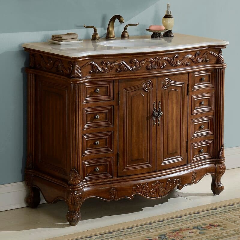 Hidden - 48" Bathroom Vanity Sink with Cream Marble Top
