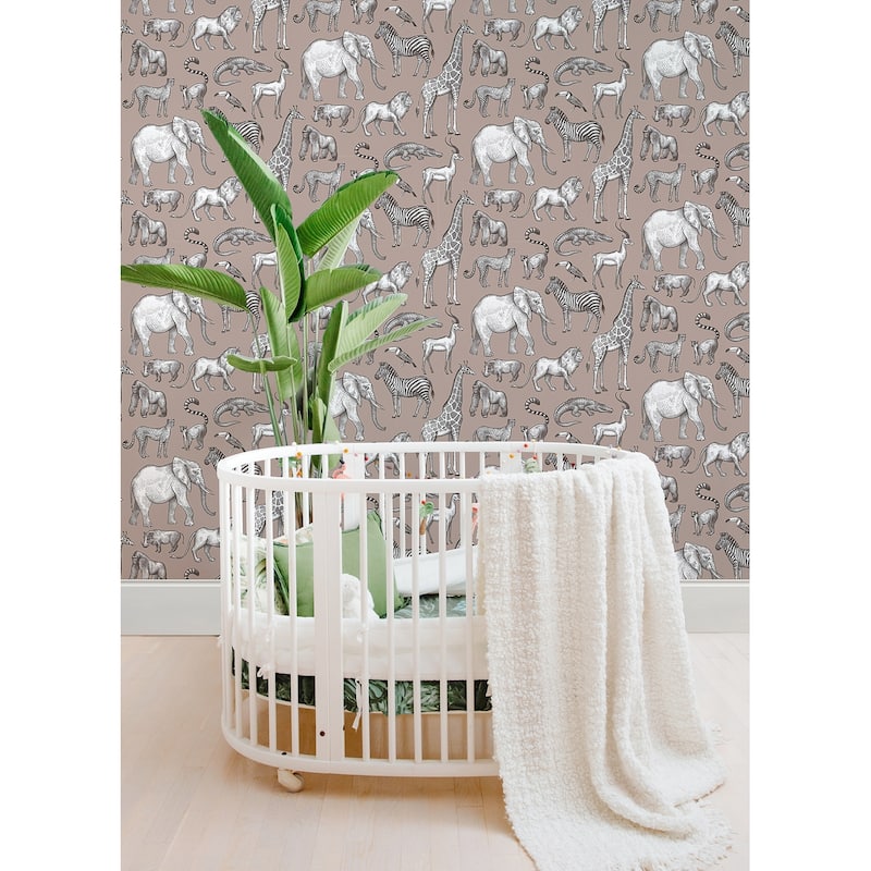 Chesapeake Kenji Light Brown Safari Wallpaper - 20.9 x 396 x 0.025